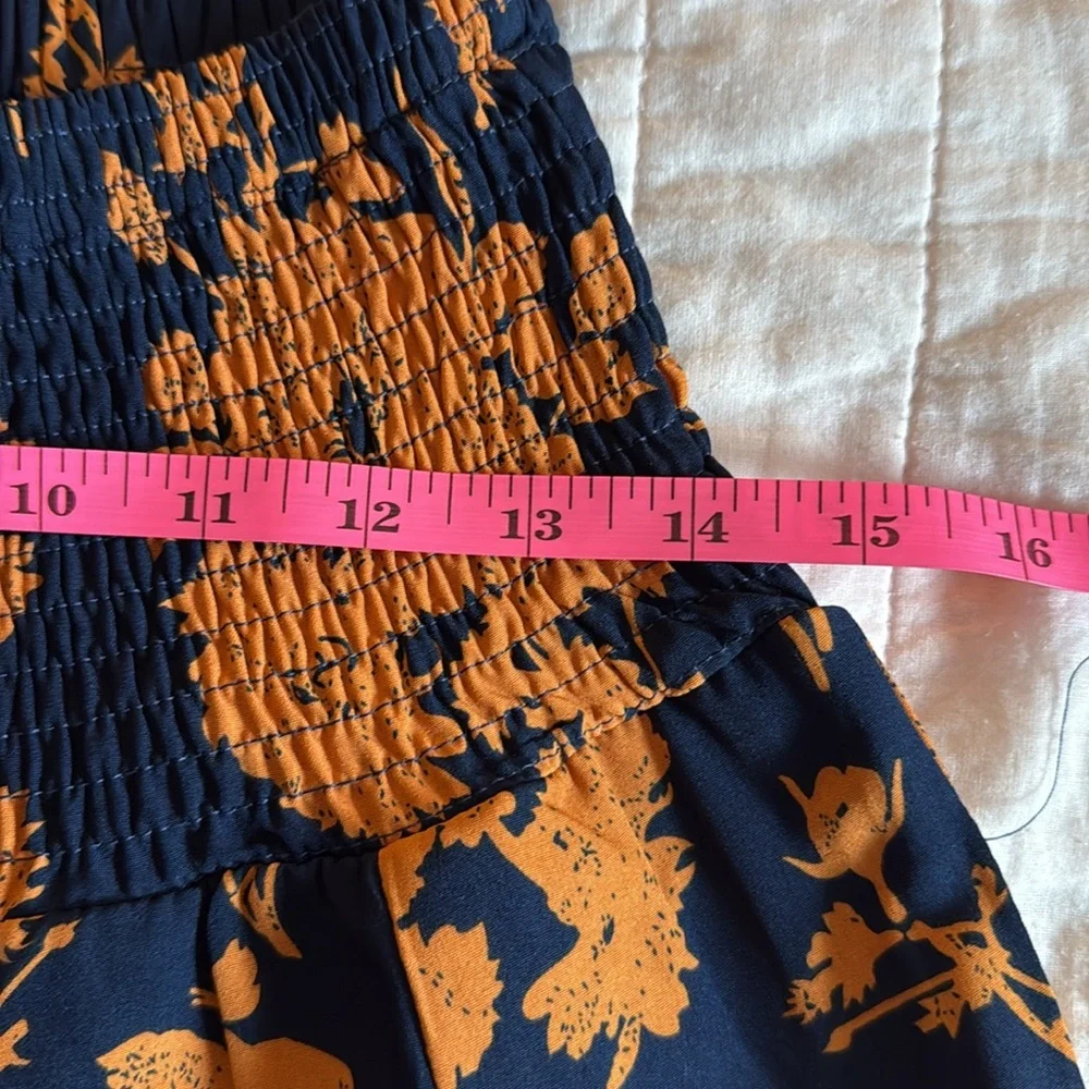 Navy and Orange Floral Palazzo Pants - Picture 10 of 10